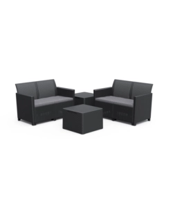 Set keter 'claire lounge' da esterno con due divani a due posti e un tavolo 55,5x55,5 color grafite - k253445